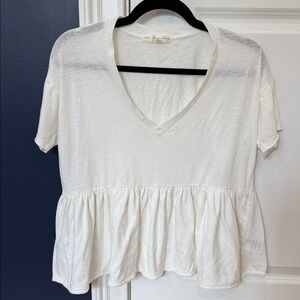 Truly Madly Deeply White V-Neck Peplum Tee